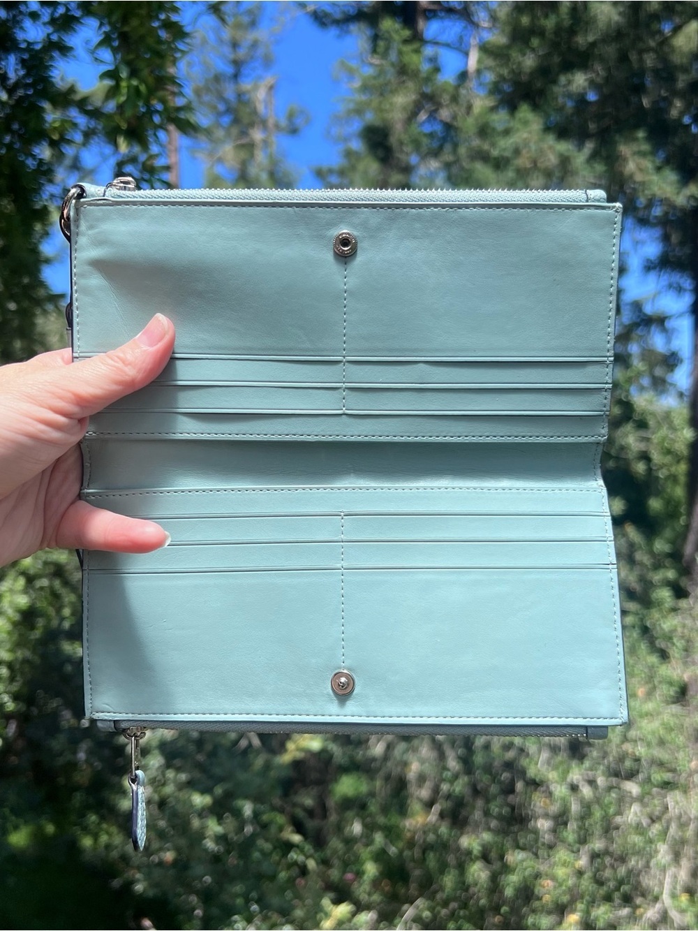 COACH Blue Pebble Leather Wristet Clutch Wallet with Silver Hardware AUTHENTIC - Picture 6 of 10